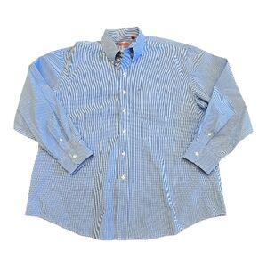 Izod Men's Blue Checkered Button Down Shirt XXL Excellent Condition